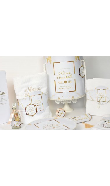 Trusou botez pentru fete in alb si gold, elegant si modern, White and gold 10